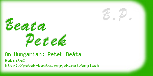 beata petek business card